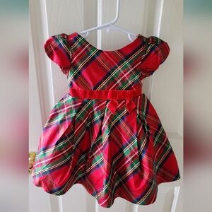 Janie and Jack Christmas holiday plaid baby girl dress 6-12 mo